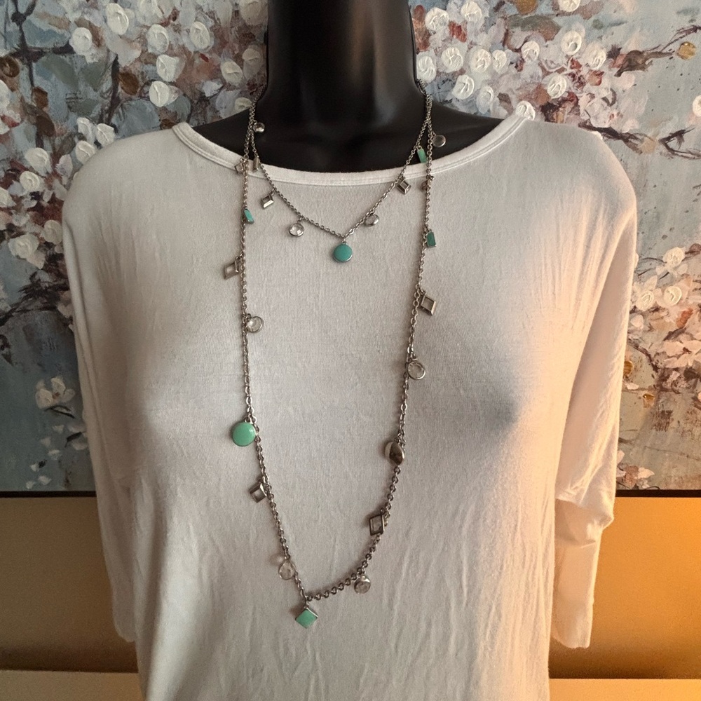 Express Silver And Turquoise Double Necklace - image 1